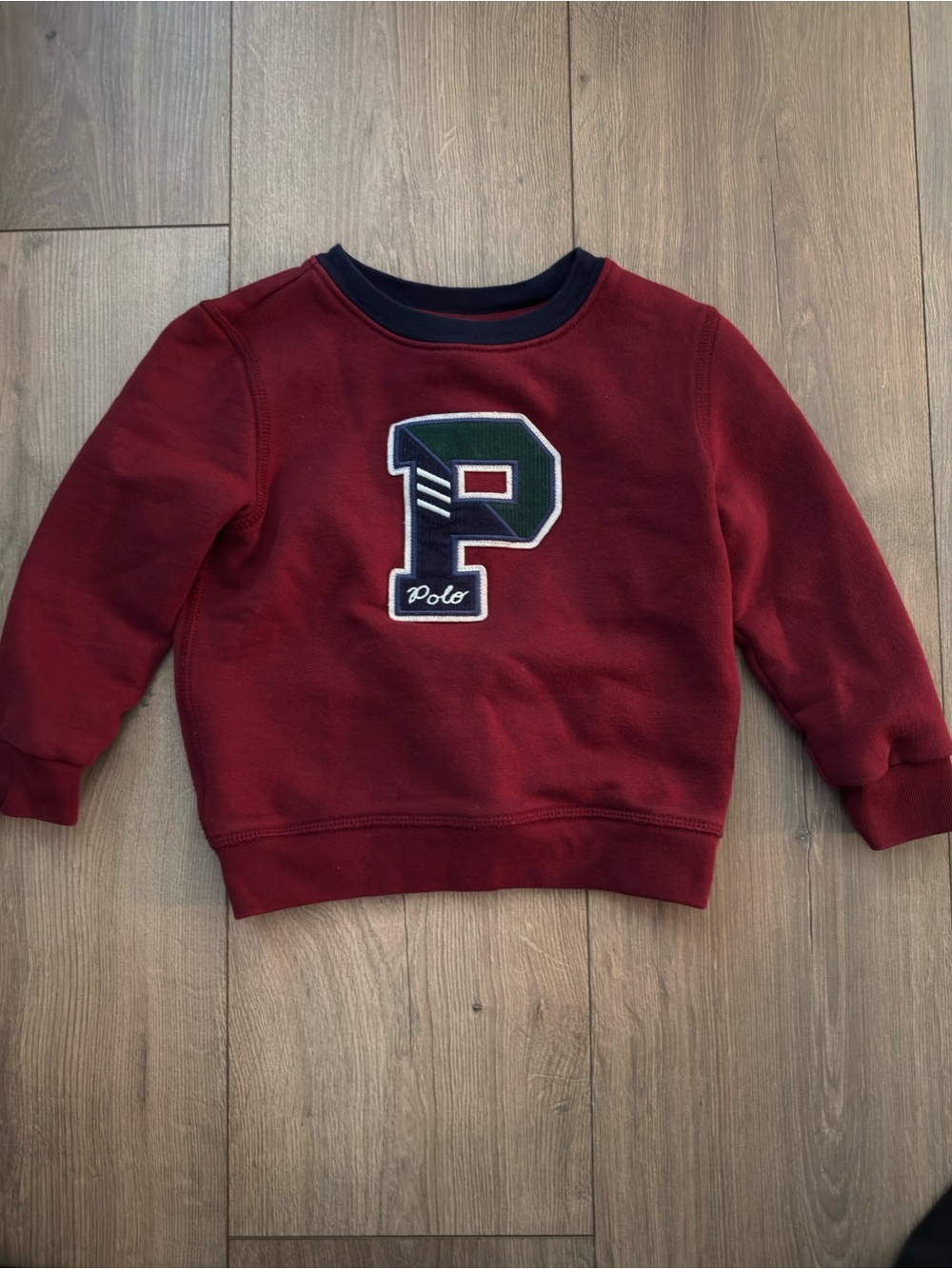 Ralph Lauren Kids Burgundy Crewneck Sweatshirt with P Applique